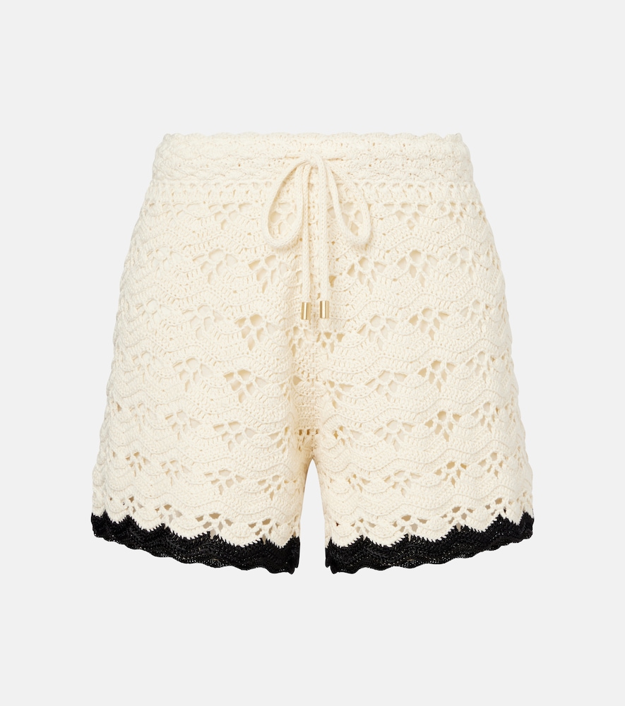 Zimmermann Women's White Rhiannon Crochet Cotton Shorts UK Size 16 - Mytheresa