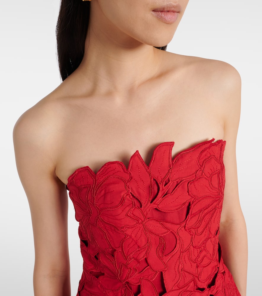 Simkhai Audrey Peplum Lace Midi Dress In Red