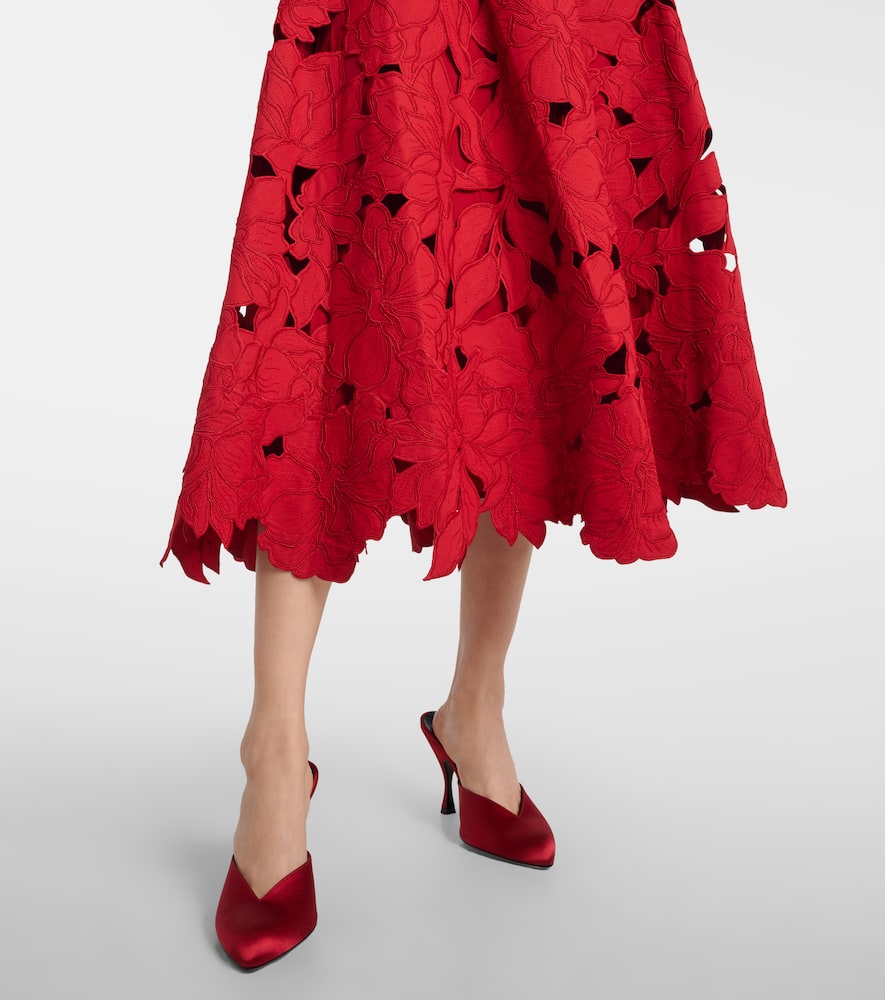 Simkhai Audrey Peplum Lace Midi Dress In Red