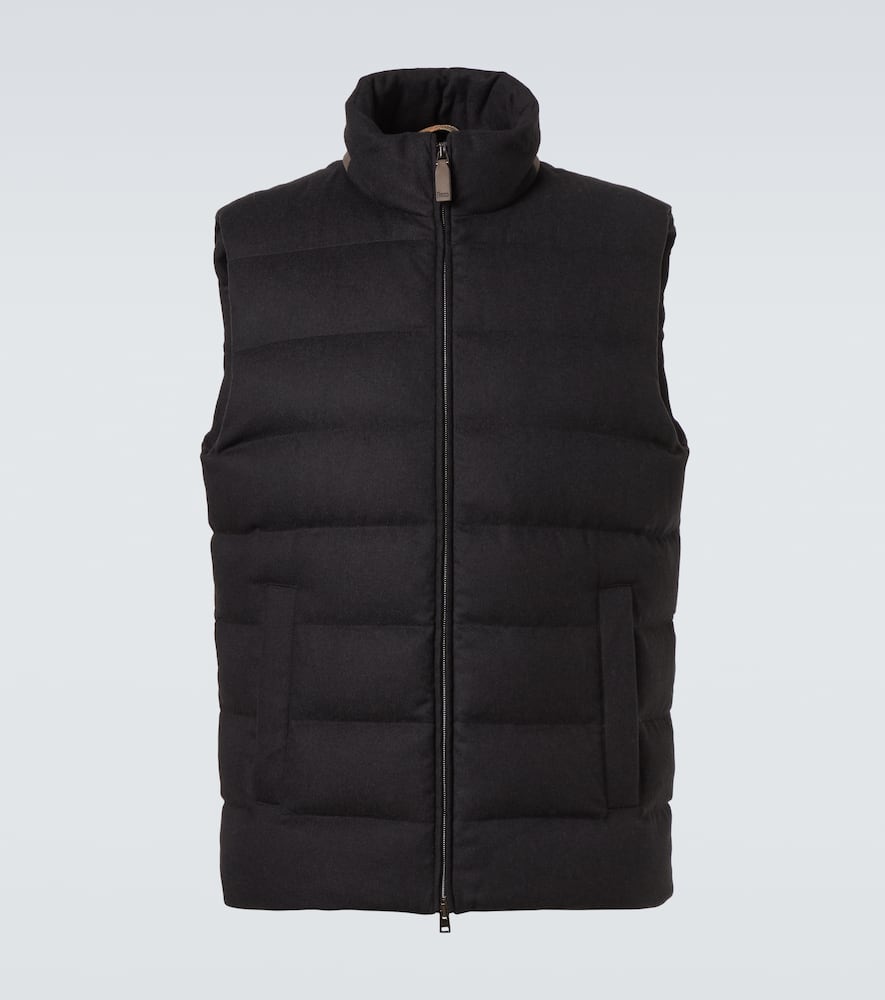 Down-paneled silk and cashmere vest