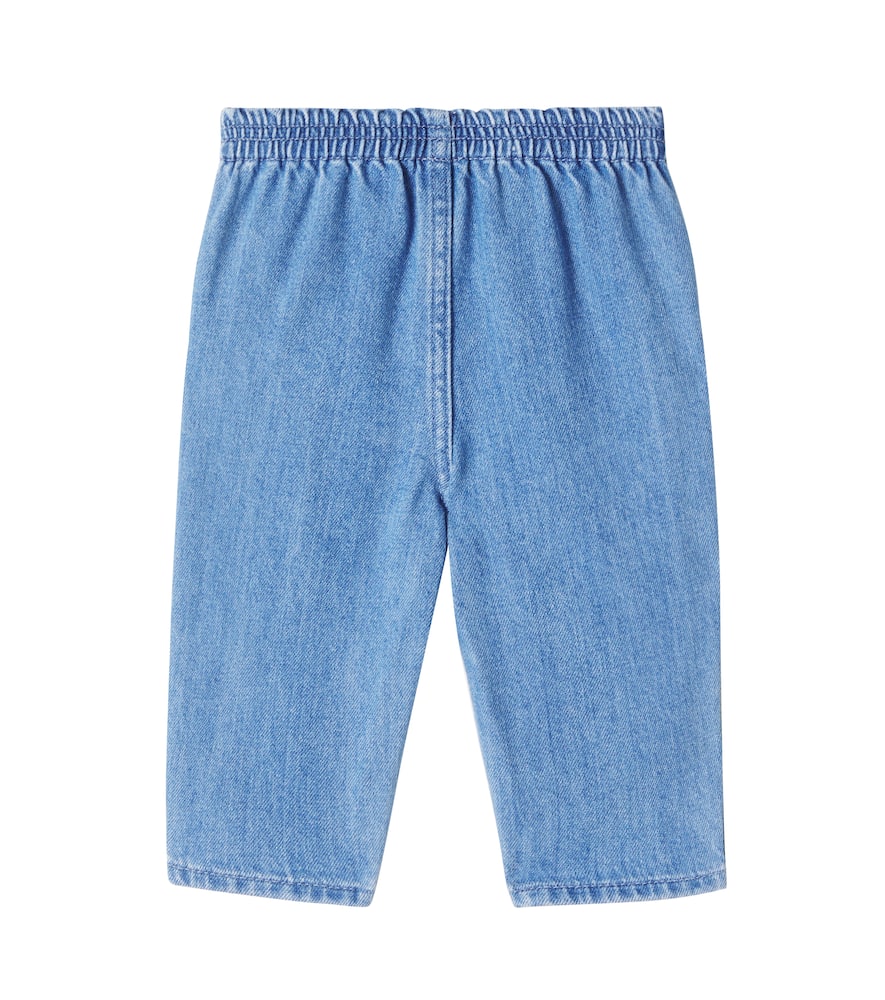 Gucci Baby Web Stripe Denim Pants In Blue