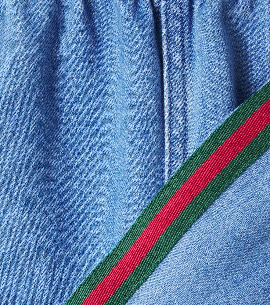 Gucci Baby Web Stripe Denim Pants In Blue