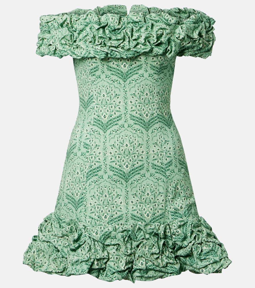 Jardín Ruffled Cotton-Blend Poplin Minidress