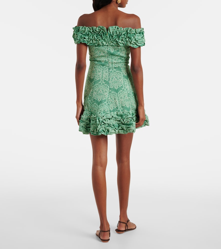 Jardín Ruffled Cotton-Blend Poplin Minidress