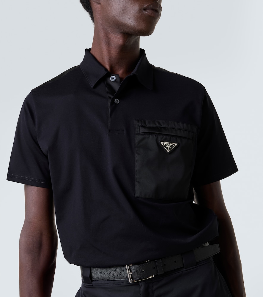  Prada Prada Re-nylon Cotton-blend Polo Shirt 