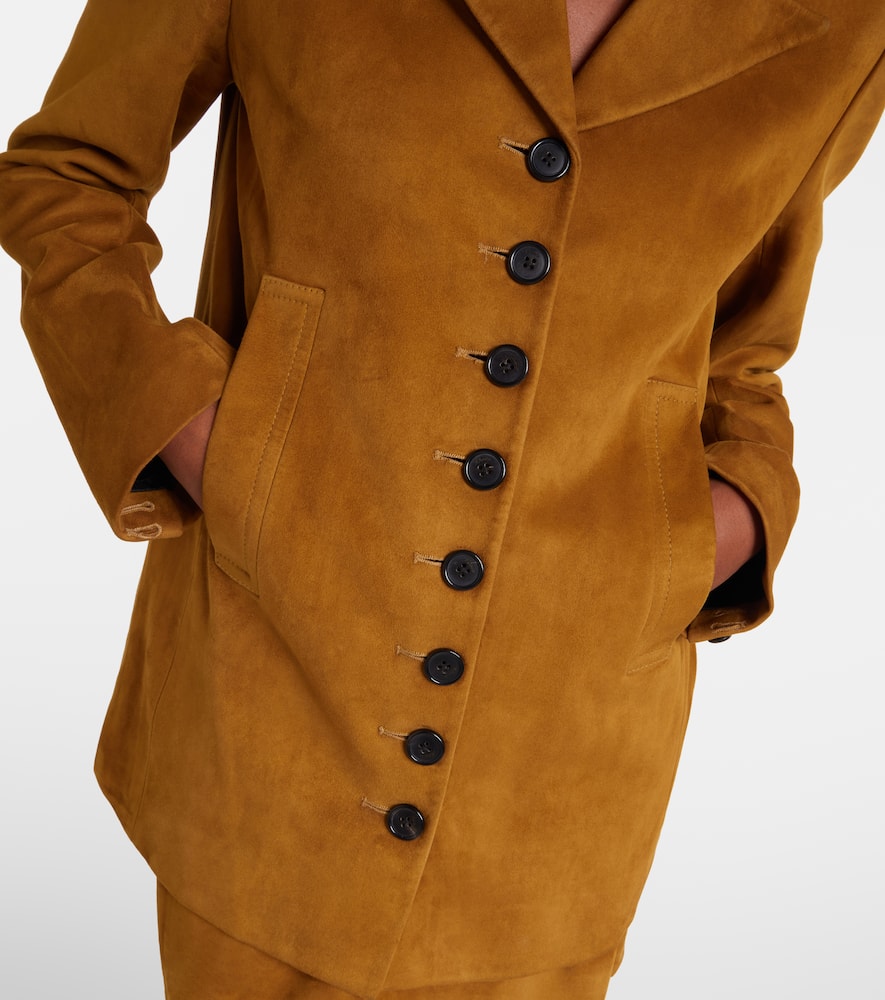 Khaite Saraphina Suede Jacket In Yellow