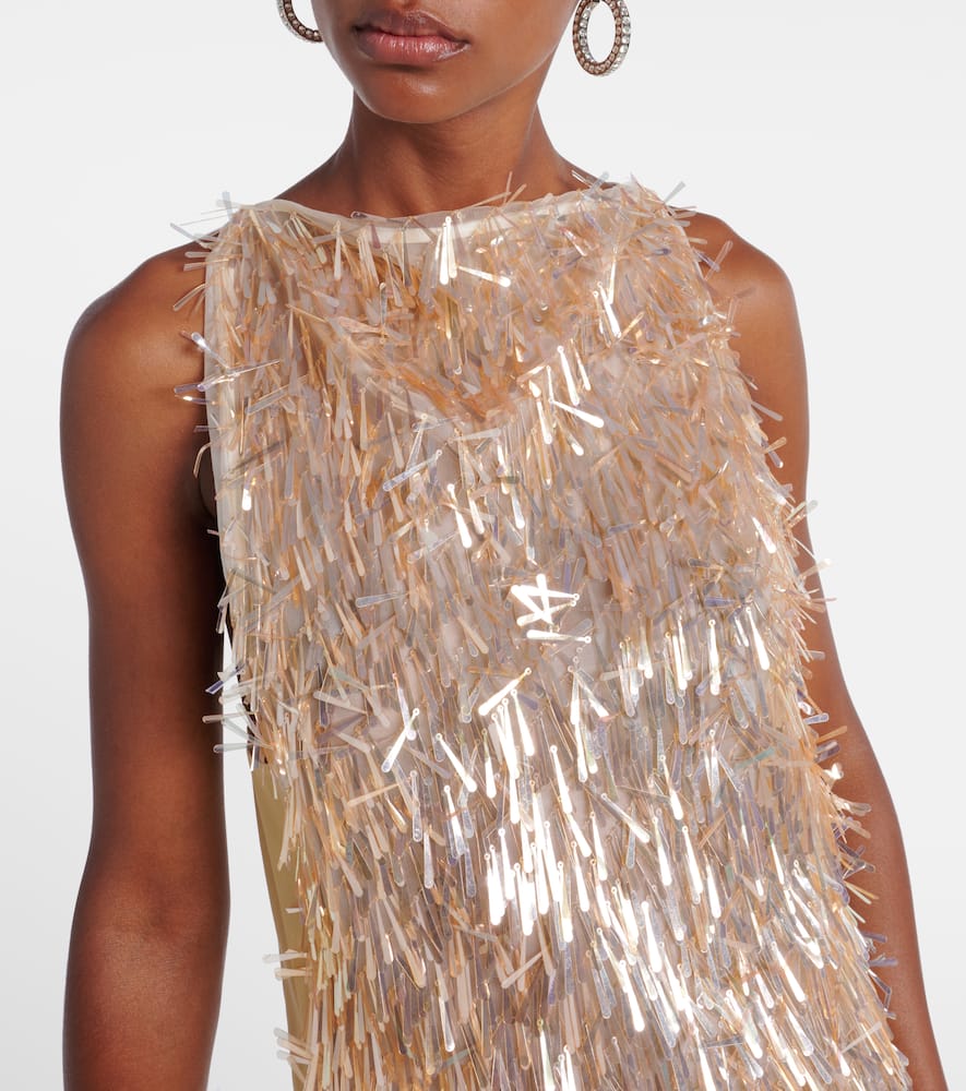 Maticevski Tiara Sequinned Asymmetric Gown In Brown