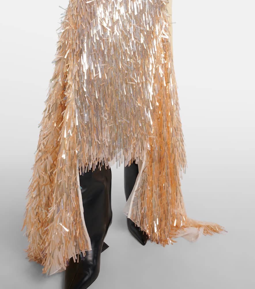 Maticevski Tiara Sequinned Asymmetric Gown In Brown