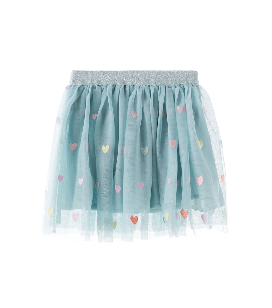 Stella Mccartney Kids' Embroidered Tulle Skirt In Blue