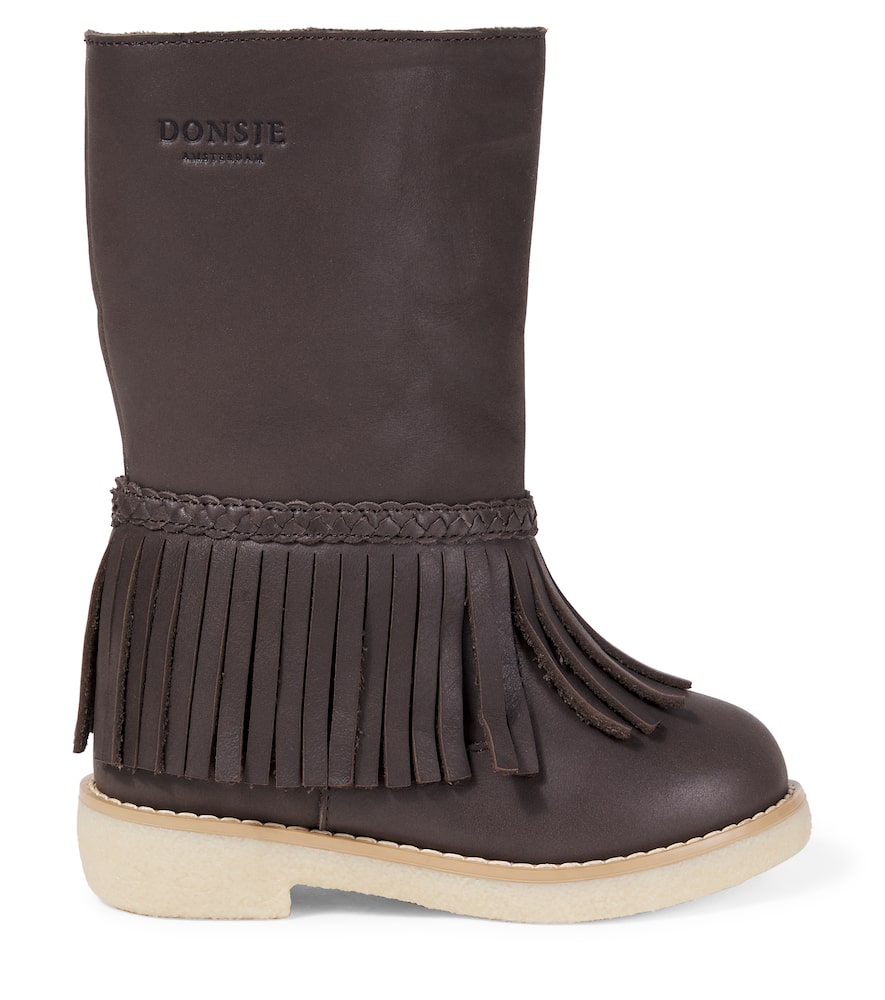 Donsje Daffy Fringed Leather Boots In Multi