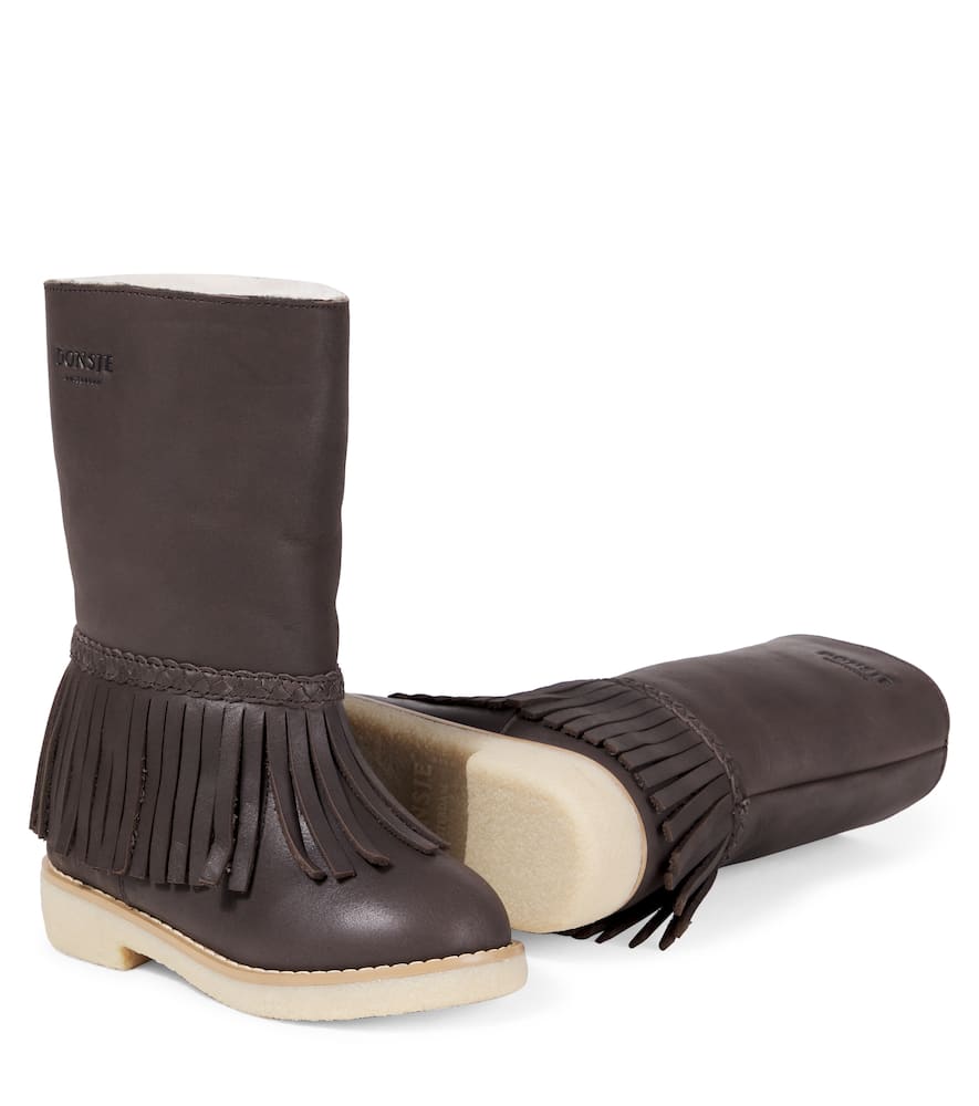 Donsje Daffy Fringed Leather Boots In Multi