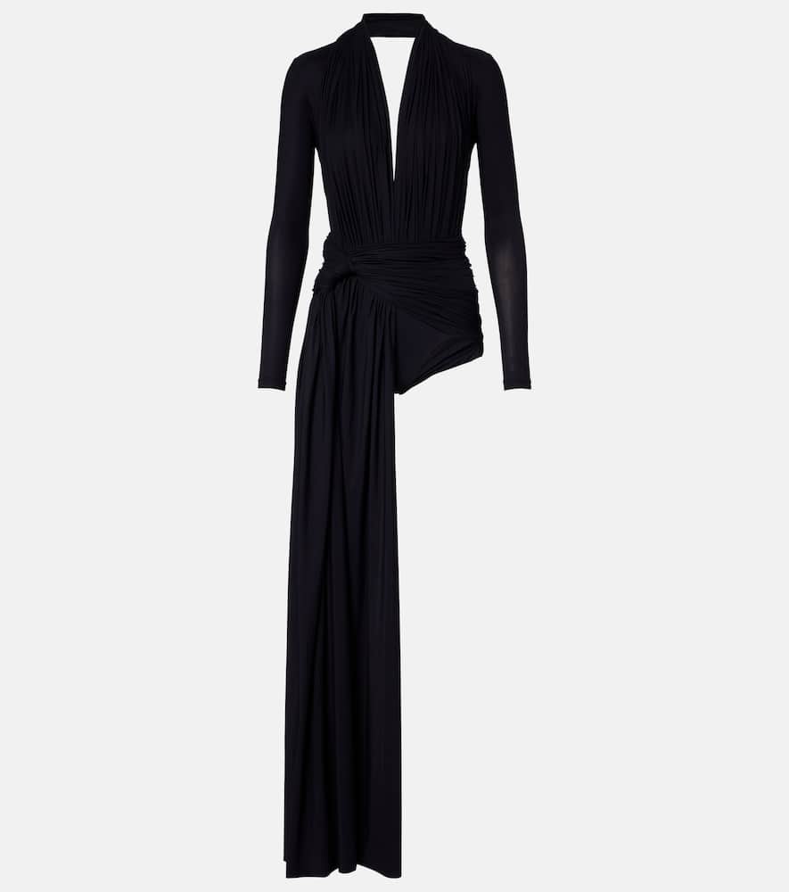 Asymmetric draped minidress