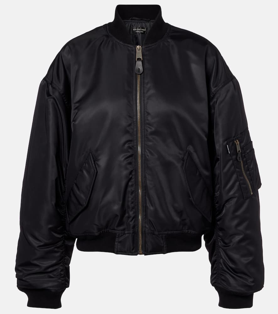 Balenciaga Standard Technical Satin Bomber Jacket In Animal Print