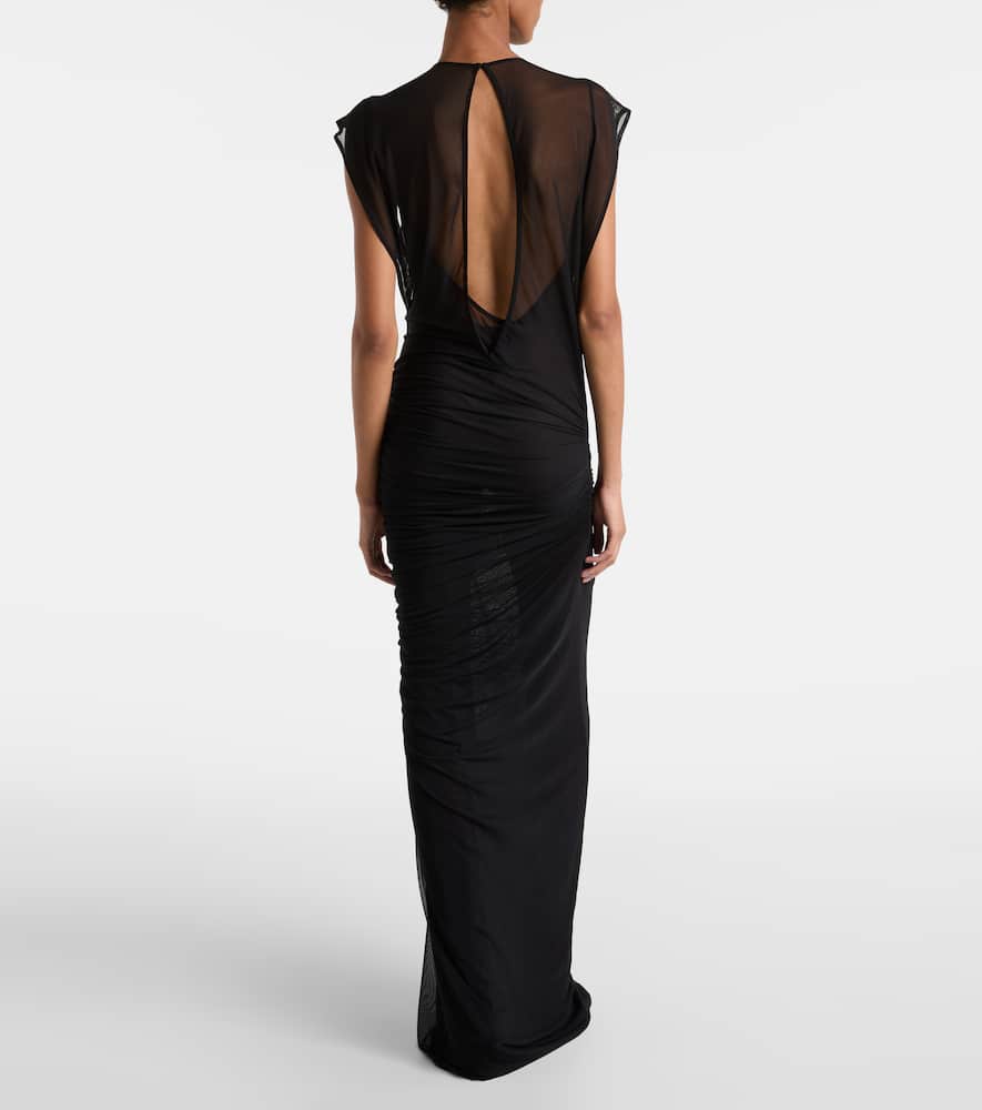Jean Paul Gaultier Logo Sequined Mesh Maxi Dress In Black