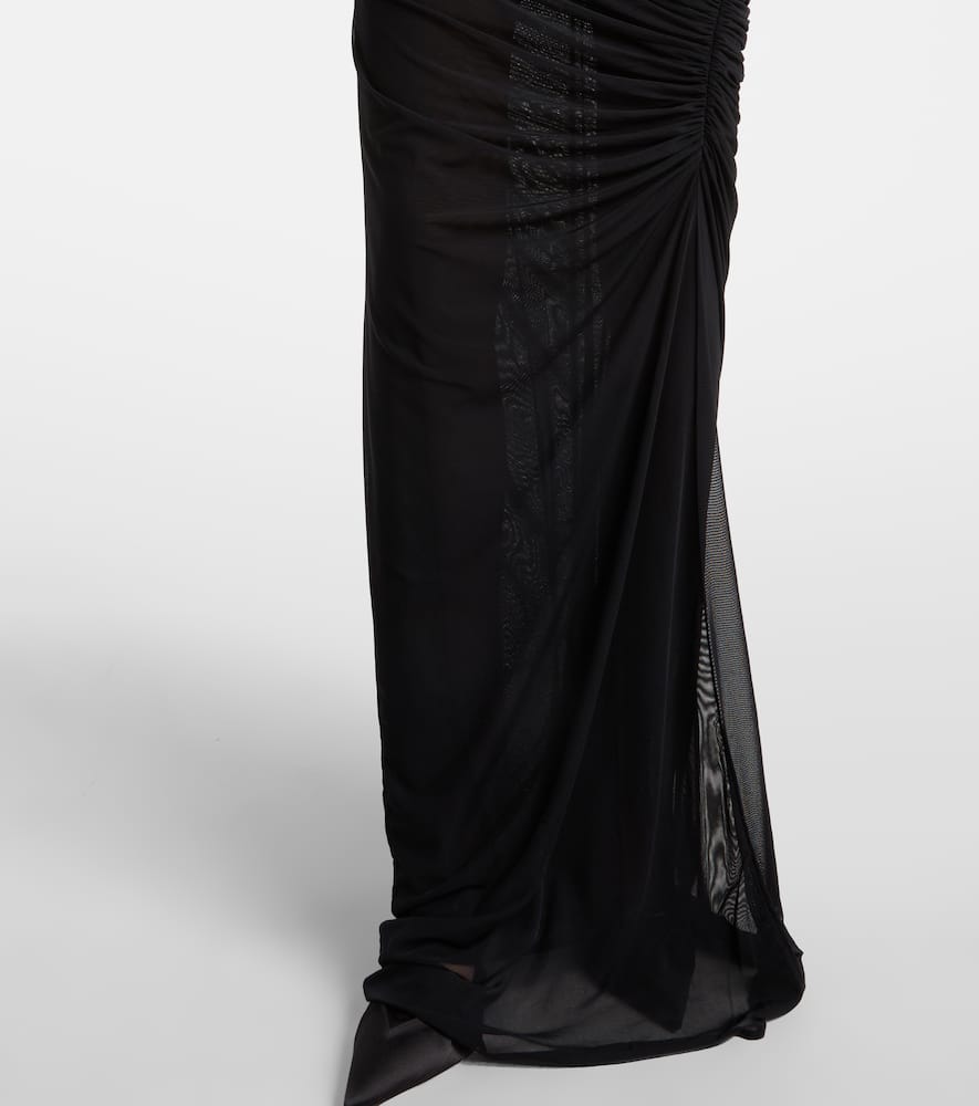 Jean Paul Gaultier Logo Sequined Mesh Maxi Dress In Black