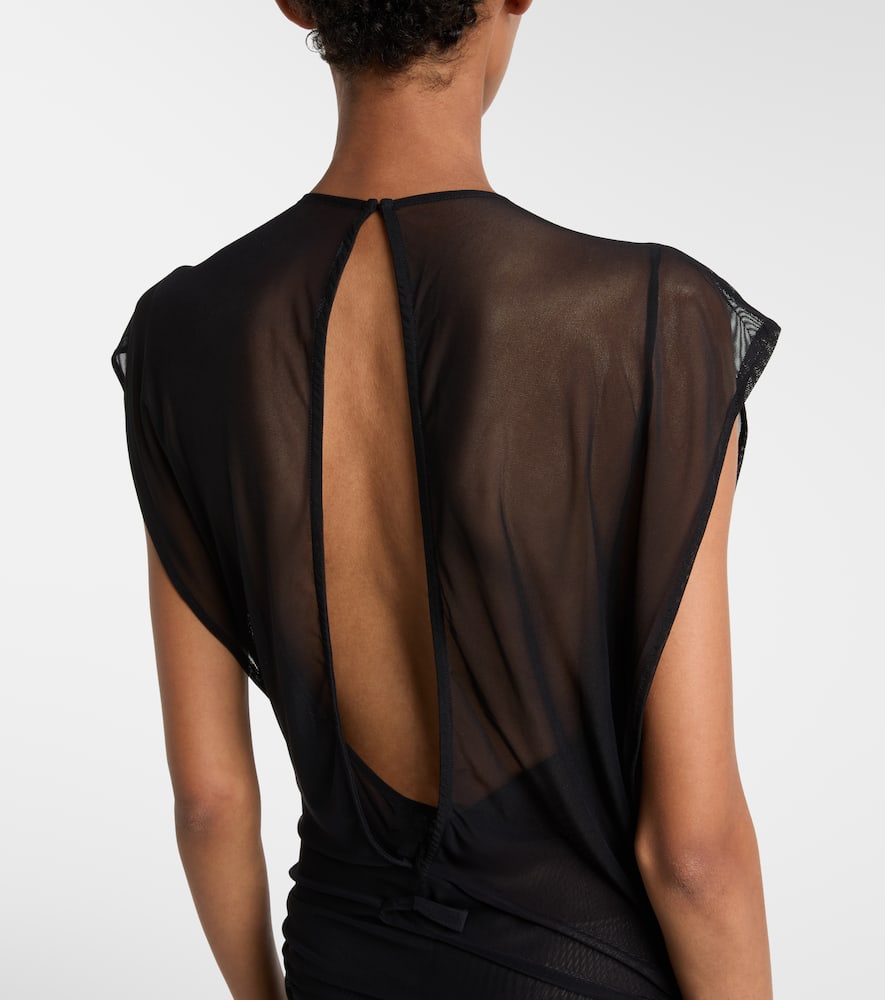 Jean Paul Gaultier Logo Sequined Mesh Maxi Dress In Black