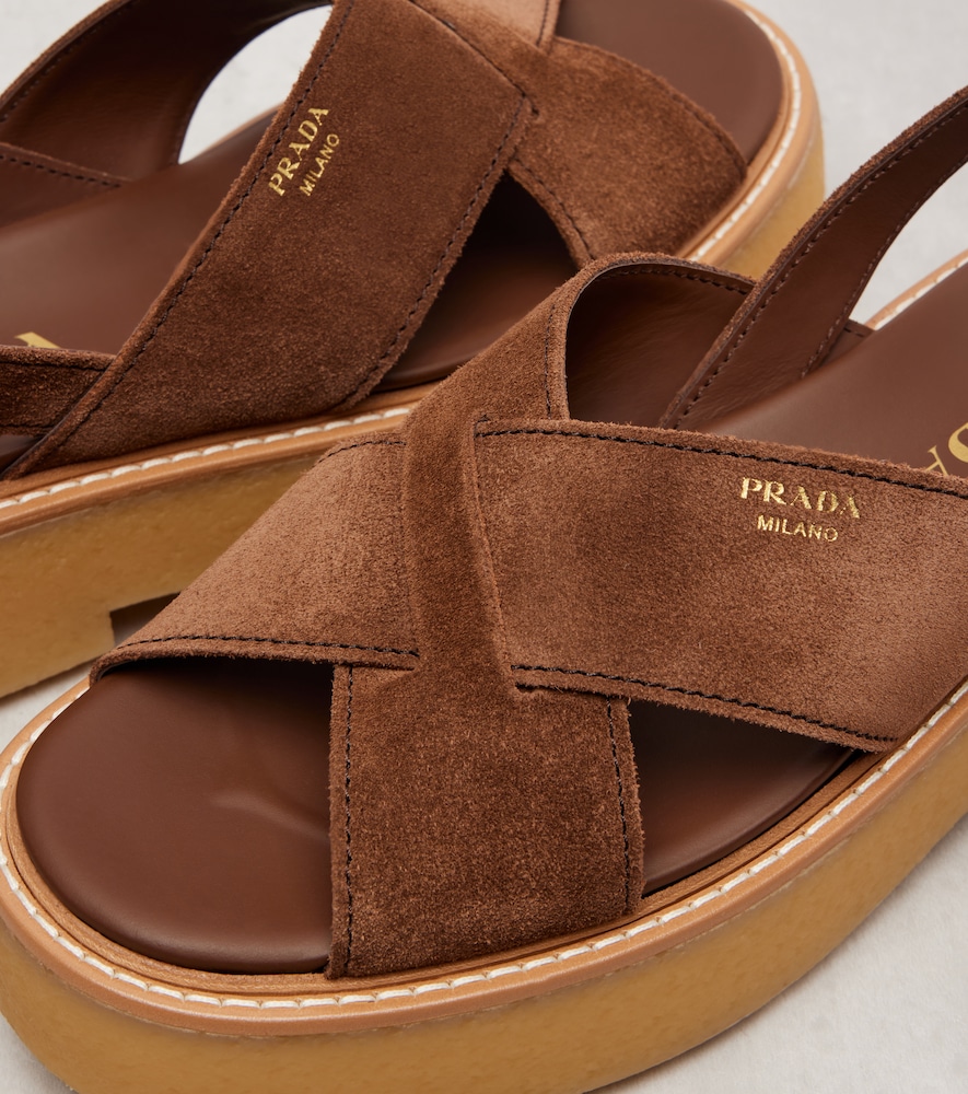  Prada Prada Suede Platform Sandals 