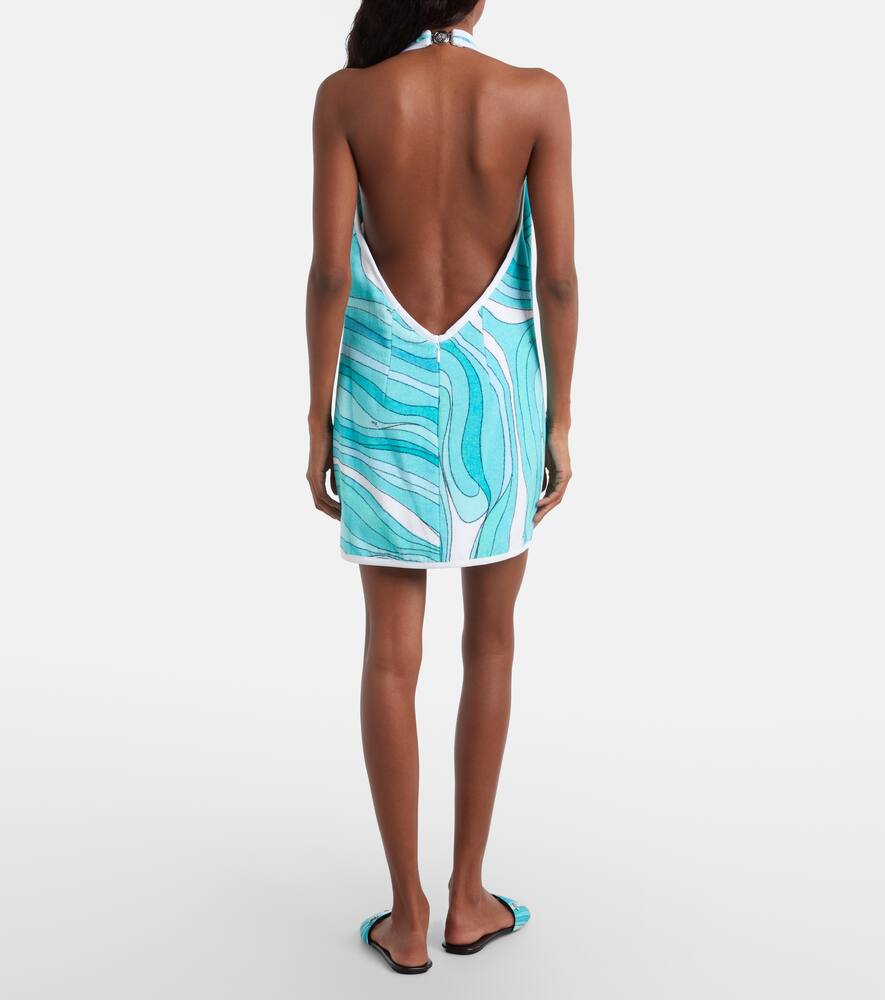 Pucci Iride Halterneck Cotton Terry Minidress In Blue