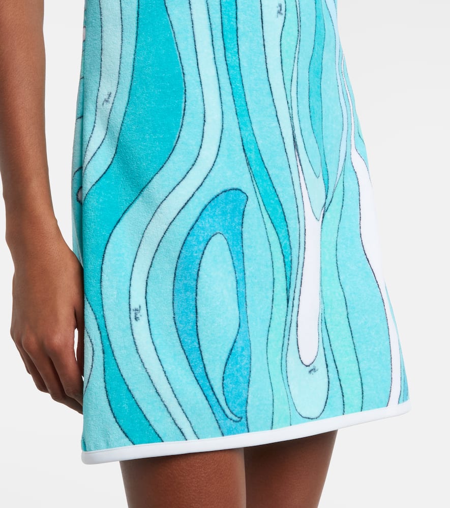 Pucci Iride Halterneck Cotton Terry Minidress In Blue