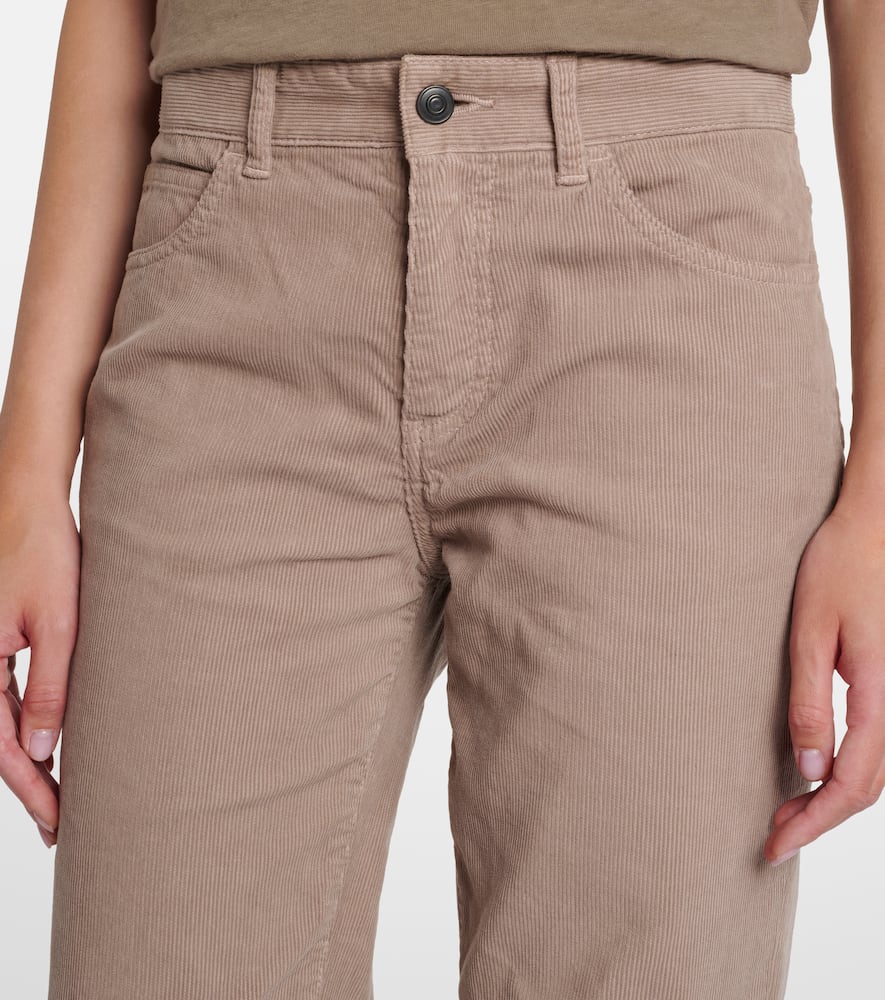 The Row Carlyl Cotton Corduroy Straight Pants In Brown