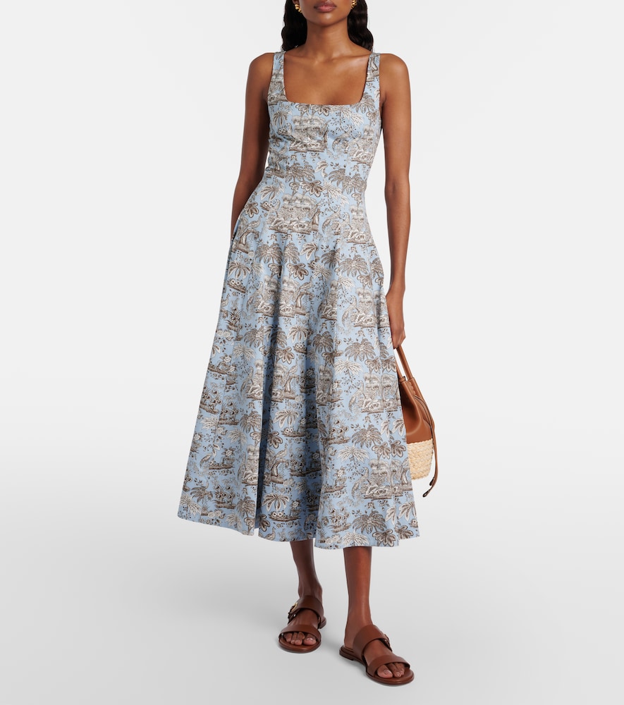 Staud Wells floral cotton poplin midi dress
