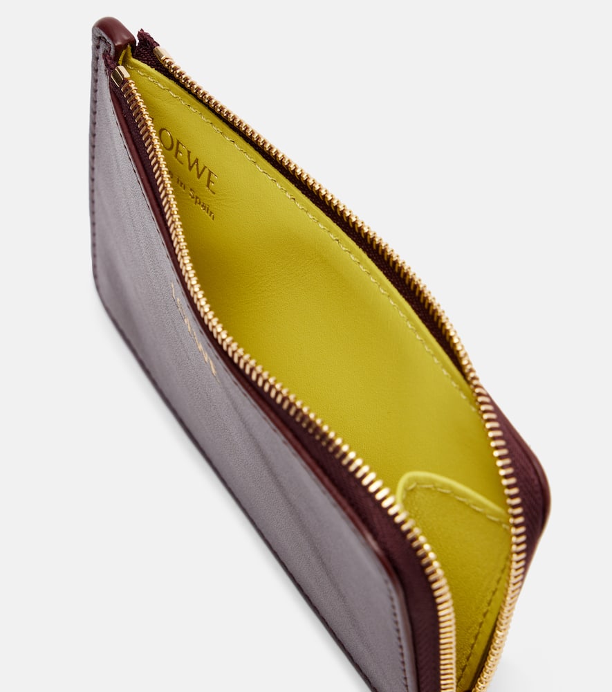 Loewe Knot Leather Card Holder In Burgundy