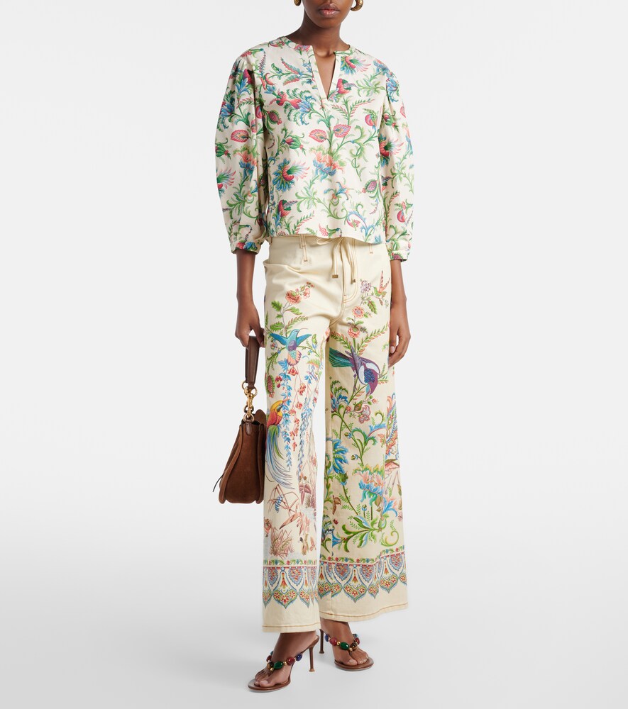Etro Belted printed wide-leg jeans
