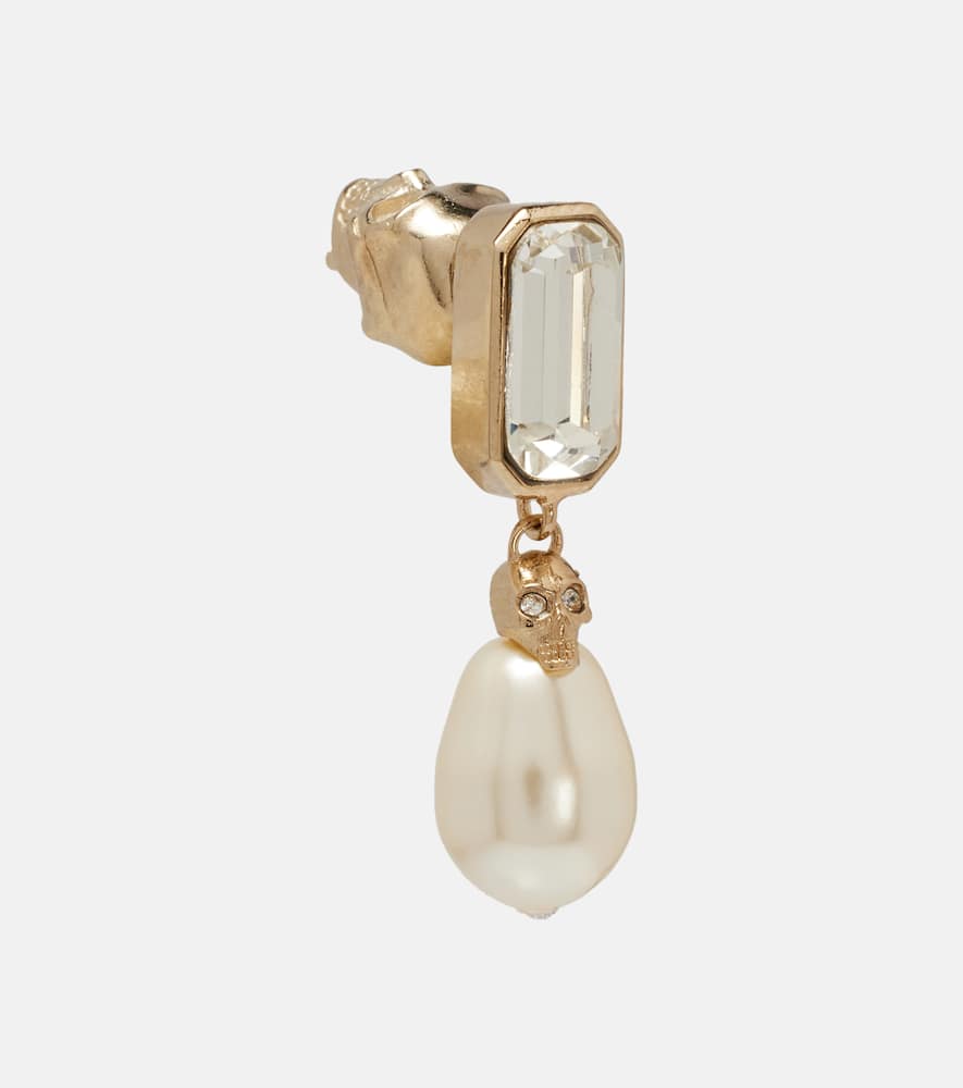 Alexander Mcqueen Skull Embellished Drop Earrings In Gold
