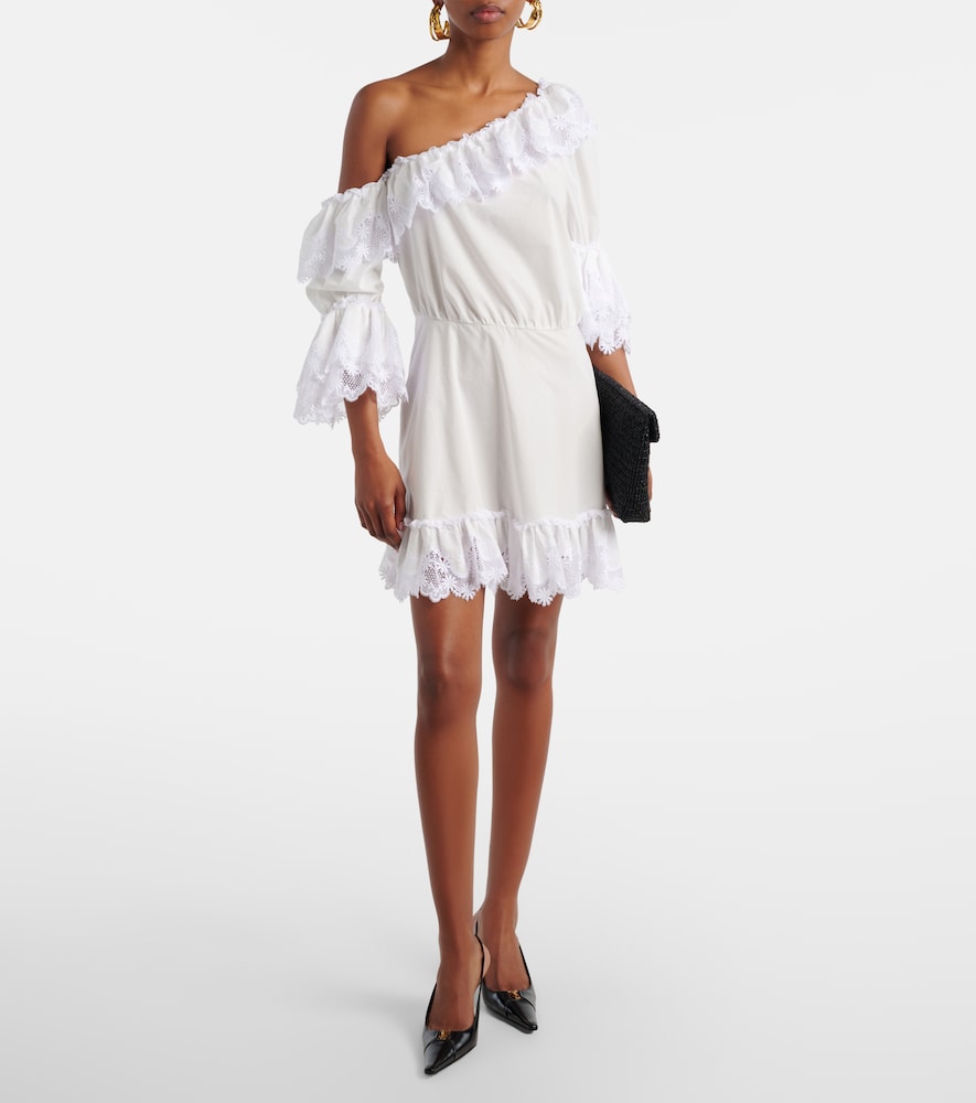  Saint Laurent Saint Laurent Minikleid Aus Baumwollpopeline Mit Spitze 