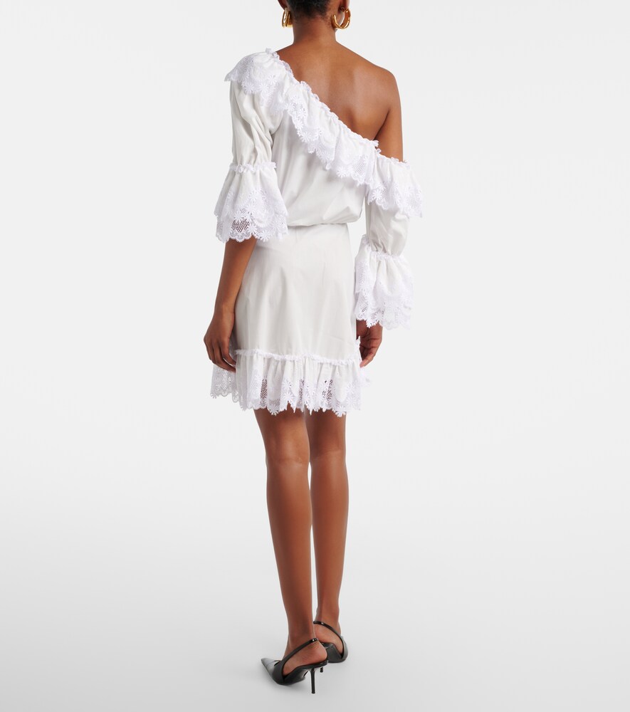  Saint Laurent Saint Laurent Minikleid Aus Baumwollpopeline Mit Spitze 