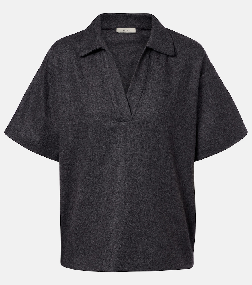 Asceno Modena wool and cashmere flannel polo shirt