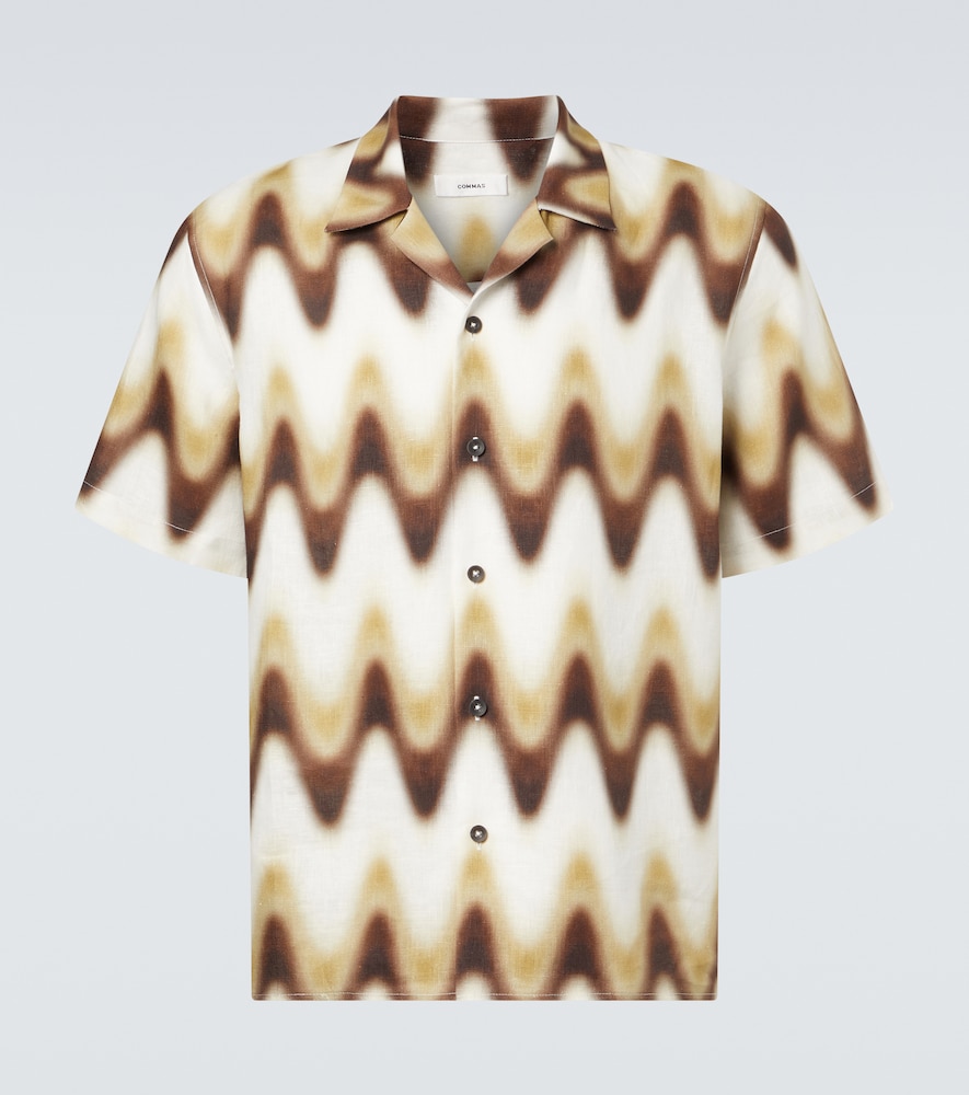 Commas Printed Linen Bowling Shirt