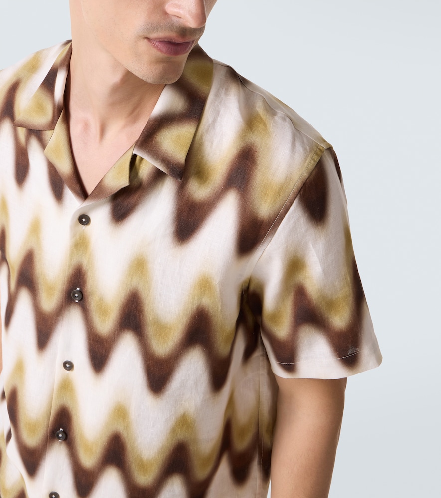  Commas Commas Printed Linen Bowling Shirt 