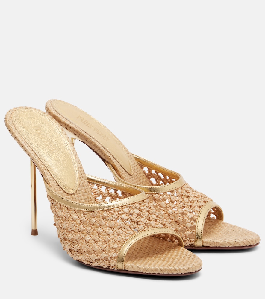 Paris Texas Women's Beige Lidia Leather-Trimmed Mules Uk Size 7