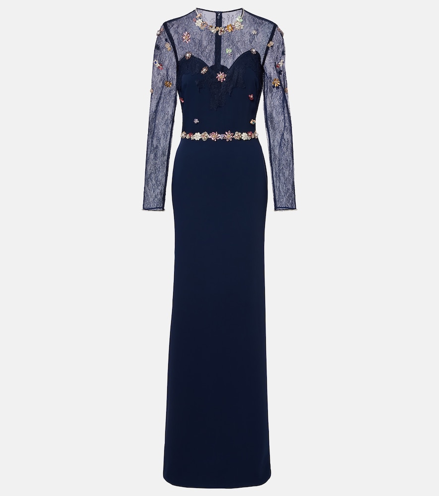 Costarellos Embellished lace-trimmed gown