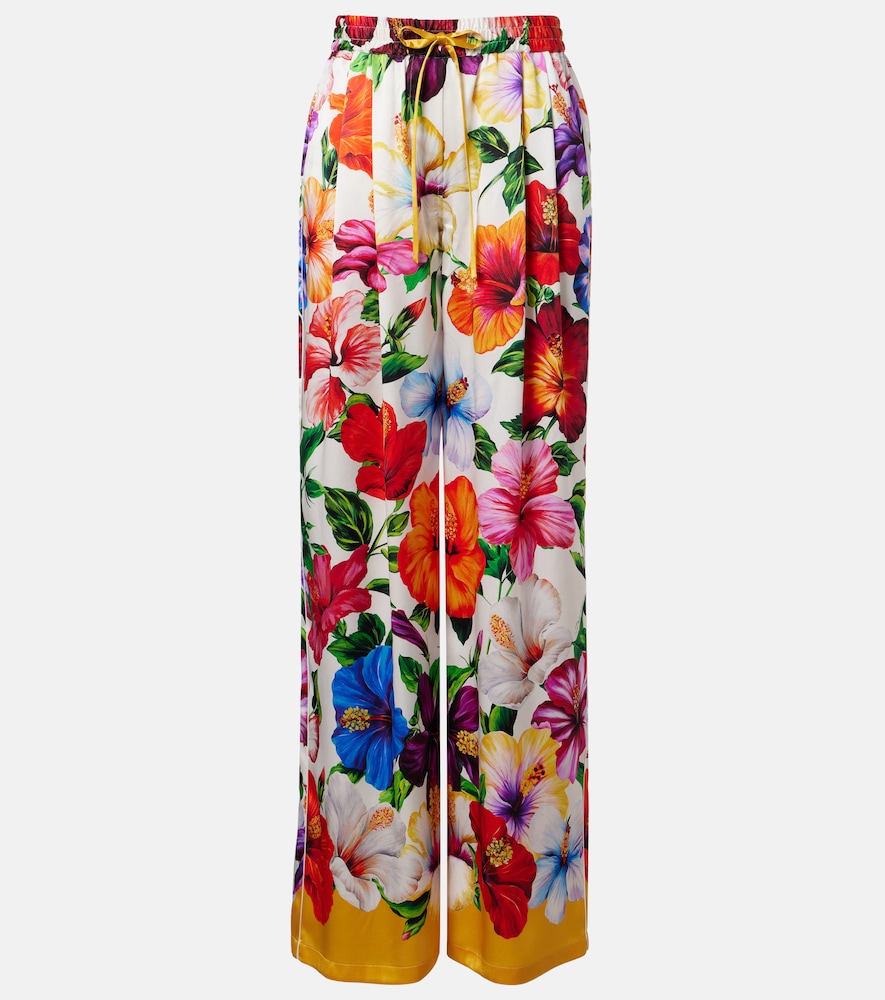 Dolce & Gabbana Floral silk-blend satin palazzo pants