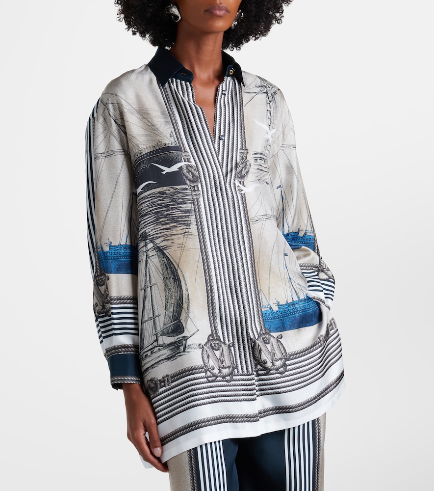  Max Mara Max Mara Camisa Oversized De Sarga De Seda Estampada 