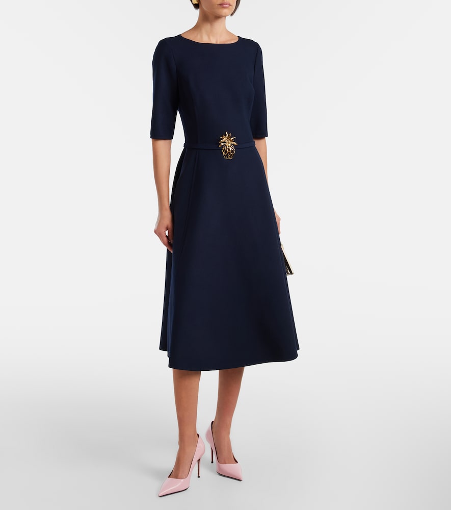 Oscar de la Renta Belted wool-blend midi dress