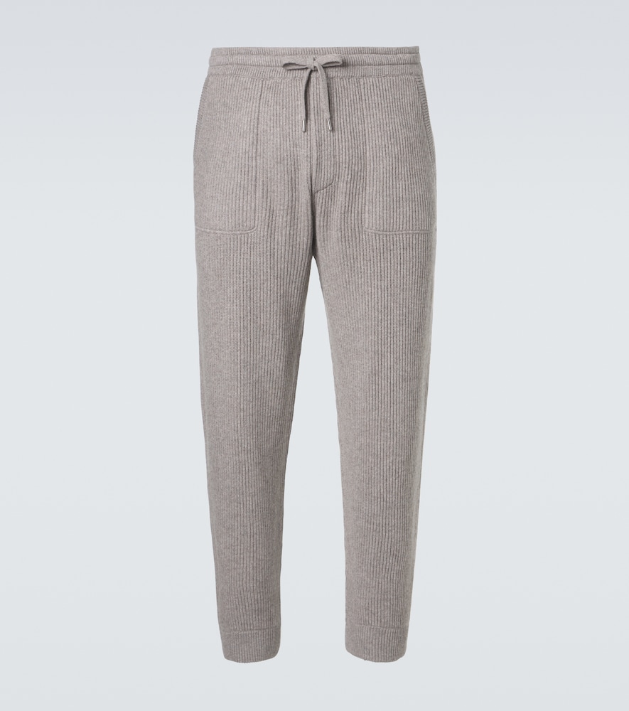 Brunello Cucinelli Ribbed-knit Cashmere Sweatpants In Beige