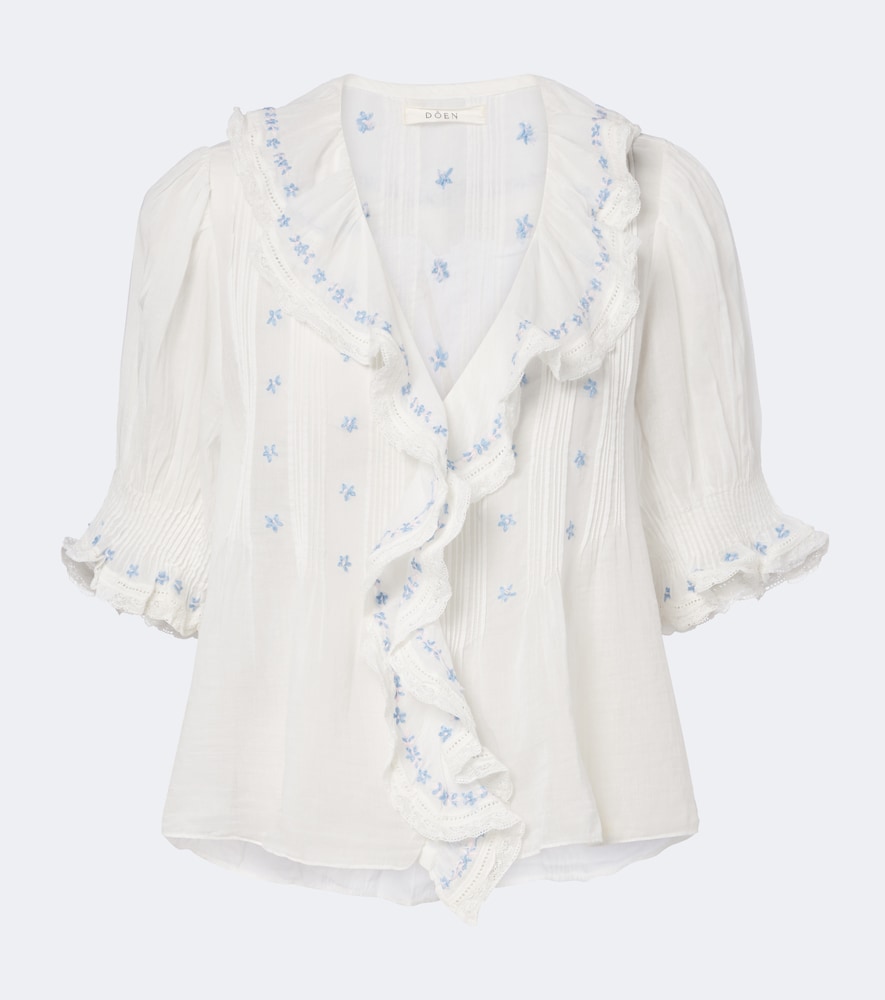 Dôen Hettie floral ruffled cotton top