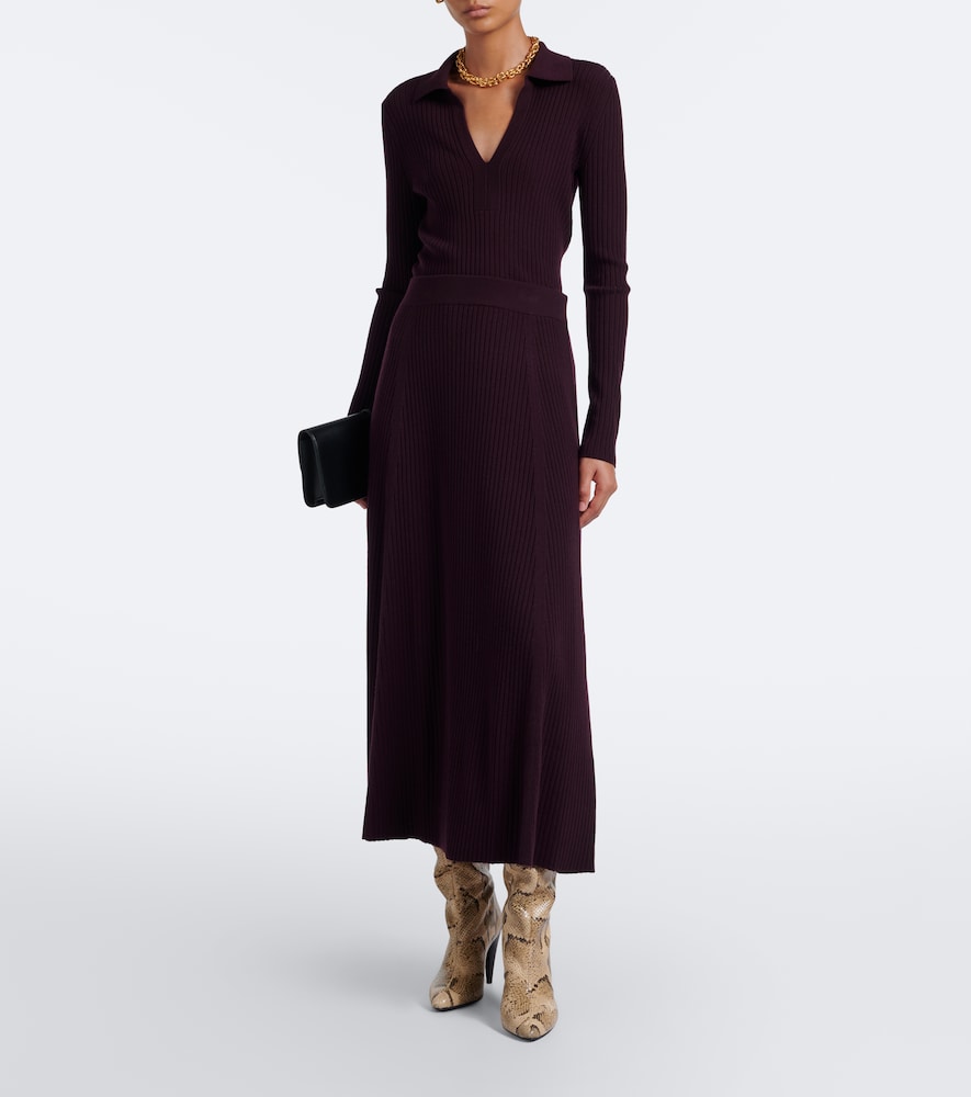 Hallie Ribbed-Knit Wool-Blend Midi