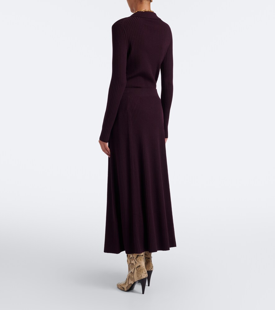 Hallie Ribbed-Knit Wool-Blend Midi