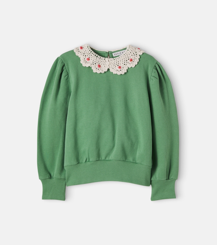 Sweatshirt mit Häkelbesatz