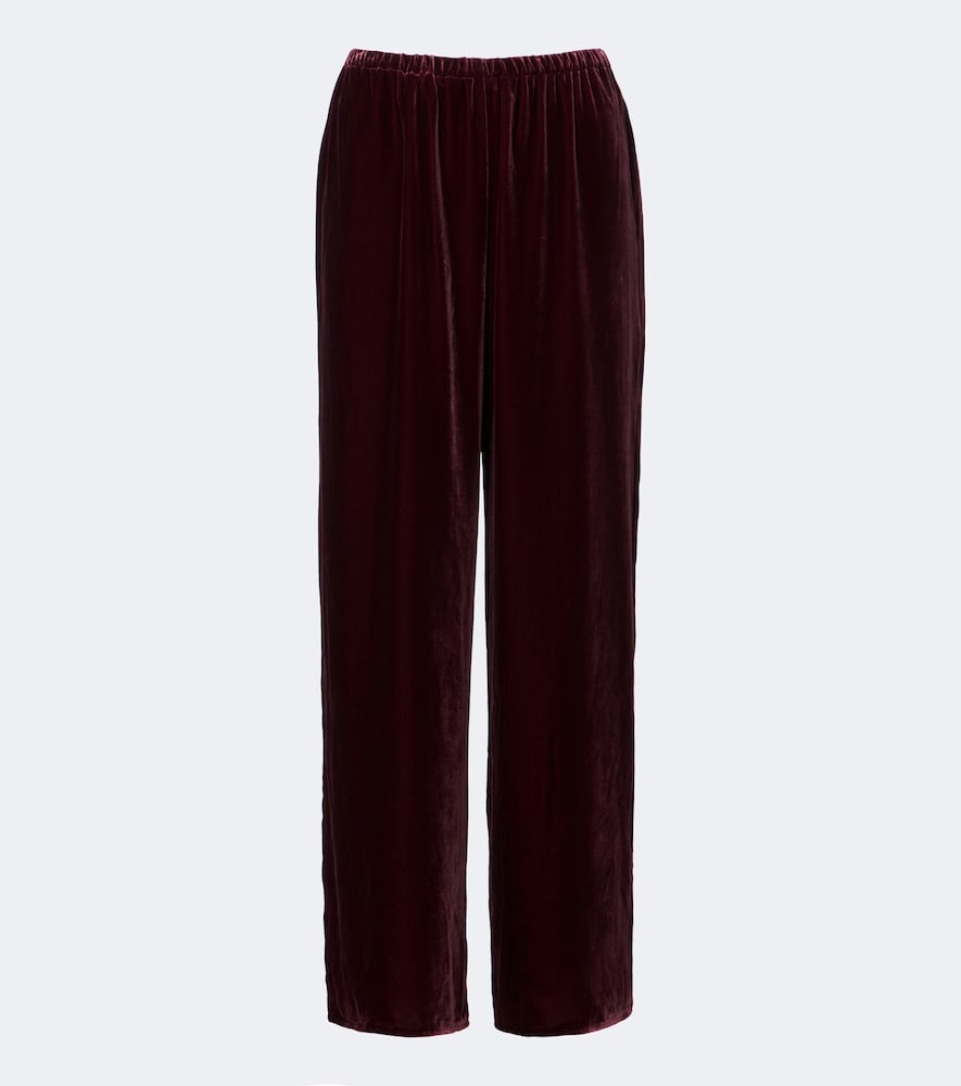 Asceno Austin Velvet Wide-leg Pants In Burgundy