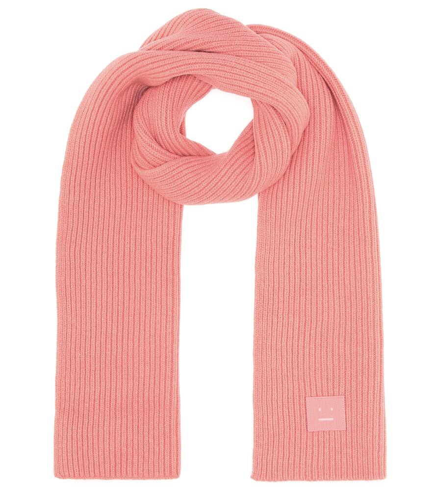 Acne Studios Bansy L Face Wool Scarf In Pink