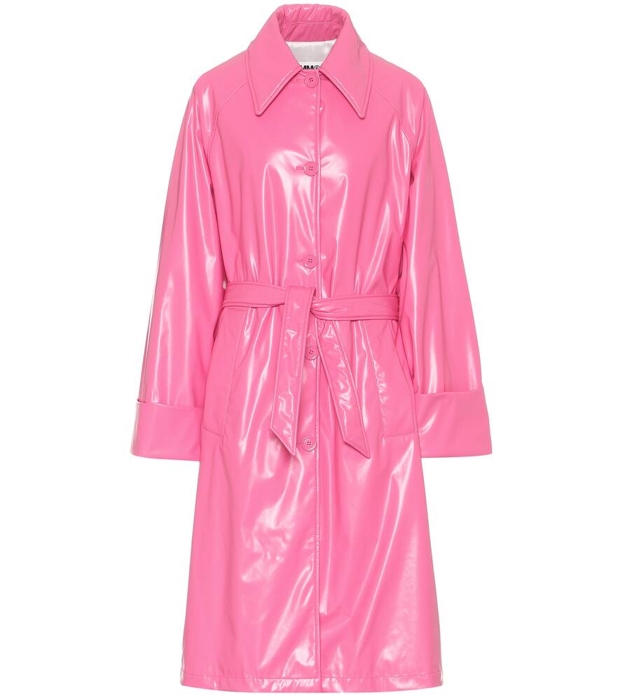 Mm6 Maison Margiela Belted Vinyl Trench Coat In Pink