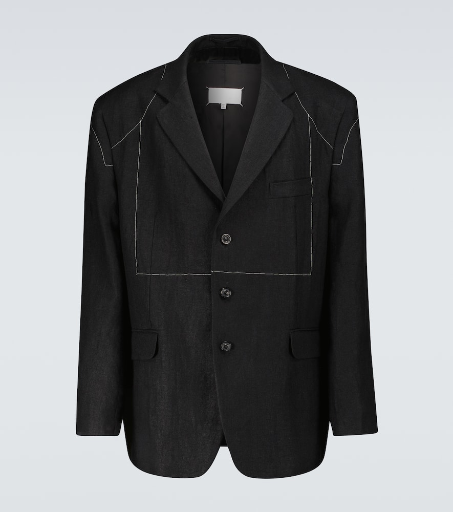 MAISON MARGIELA LINEN SINGLE-BREASTED BLAZER,P00549910