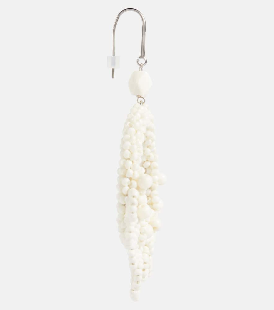 Shop Isabel Marant Talasi Beaded Earrings In Ecru/silver