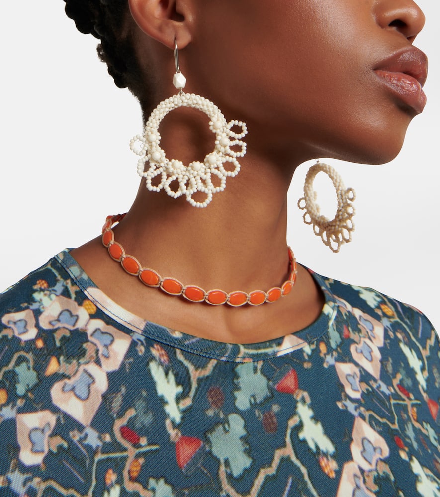 Isabel Marant Talasi Drop Earrings In Ecru/silver