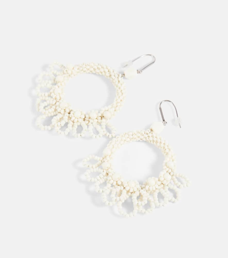 Shop Isabel Marant Talasi Beaded Earrings In Ecru/silver